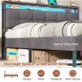 3ft Single Bed Frame 90x190 Upholstered Bed Frame With LED Lights & Charging Station Metal Bed Frame with Upholstered Storage Headboard/Under Bed Storage/Noise Free (Single-90x190cm) Image 7