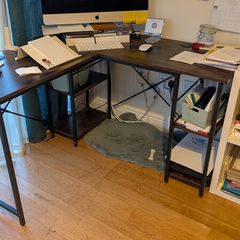 L-Shape Desk rustic brown wood