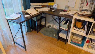 L-Shape Desk rustic brown wood