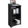 Mobile Wooden Podium Lectern with Storage Shelves and Lockable Wheels Image 2