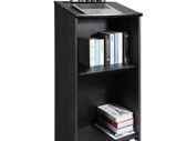 Podium Stand, 47 in Hostess Stand with 4 Rolling Wheels, Wood Podium with Storage Shelves, and Slant Desktop, Lecterns & Podiums for Church, Office, School, Home, Black
