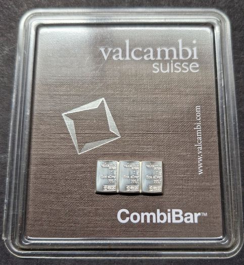 3 x 1 gram Silver Bar's (3 Grams) - Valcambi 999