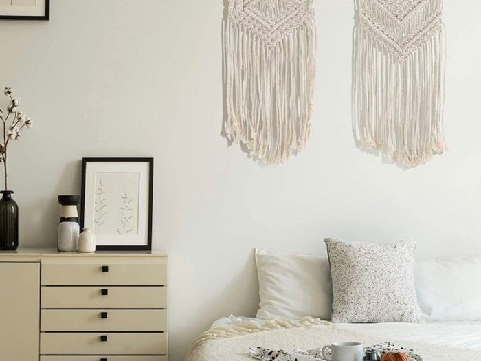 2pcs Macrame Wall Hanging Handmade Woven Tapestry, Boho Wall Decor Art Home Decoration (25cm W x 42cm L)
