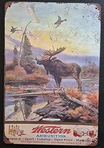 Western ammunition advertisement, vintage style metal sign .