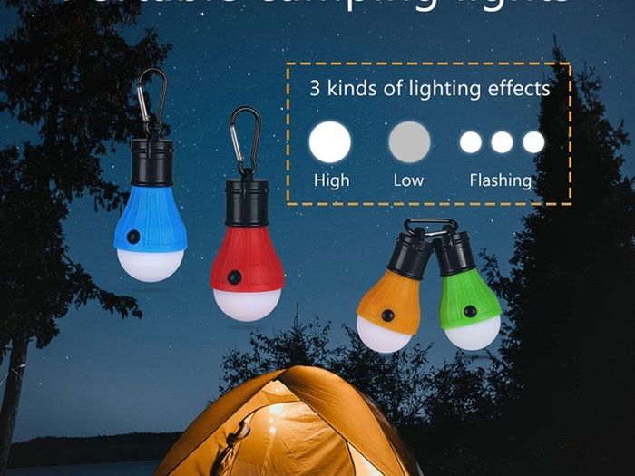 Camping Lights, Tent Lights with Carabiner Clips Waterproof Battery Powered LED Camping Lantern Portable Bulb Camping Lamp Tent Lantern Emergency Lights for Camping Hiking Fishing 4 Pack (FREE POSTAGE)