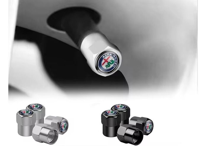 4Pcs Car Tire Valve Stems Cap Aluminum Alloy Wheel Stem Air Caps For Alfa Romeo Giulia Stelvio MiTo Giulietta Tonale ALFA 4C Disco