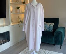 Reduced Ladies Baby Pink Button-front Fleece Dressing Gown Robe or Housecoat