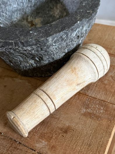 Rustic Stone Mortar & Wooden Pestle