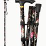 Folding Walking Stick, Black Floral Image 4
