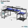 181CM L-Shaped Gaming Desk with RGB LED Lights, Power Outlets, USB Ports, Carbon Fibre Surface Image 8