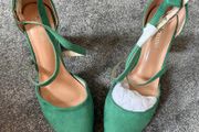CH CREATION Green Suedette Strappy Heels Size 5!