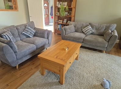3+2+1 soft grey fabric sofa suite