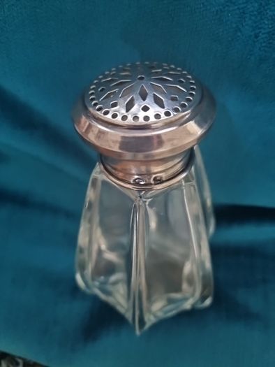 Vintage x large  1950s Silver Crystal Salt Cellar