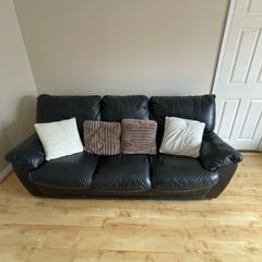 Black Leather Sofa with Recliner Back