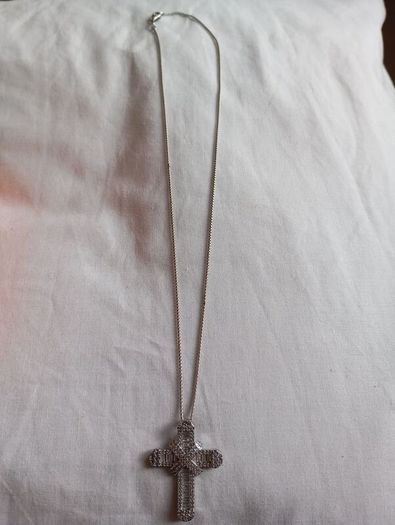 sterling silver cz cross stamped 925 on sterling silver chain stamped 925