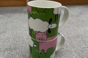 Ethos Design stacking mugs set of 2 farm animals new