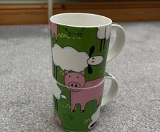 Ethos Design stacking mugs set of 2 farm animals new