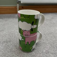 Ethos Design stacking mugs set of 2 farm animals new