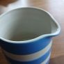 TG Green Cornishware Dreadnought Jug, featuring the iconic blue and white stripes. Image 2