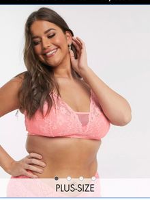 City Chic Curve Sexy glam lace bralette in Coral - 38C