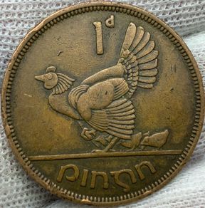 Ireland 1942 1d penny chickless penny error