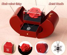 Gifts for Her, Handmade Preserved Eternal Rose Gift Box with Love You Necklace, Artificial Rose Flowers Romantic Gifts for Women on Birthday, Anniversary, Mothers Day