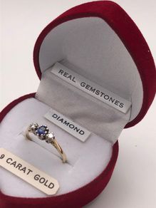 9ct Gold Trilogy Sapphire & Diamond Ring