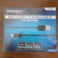 Sabrent 6-Pack Premium Micro USB Cables High Speed USB A Male to Micro B Sync and Charge Cables (Brand New)