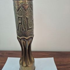 Unique WW1 Trench Art Brass Vase (75mm French Field Gun)