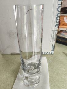 Krosno Bud Vase Clear Art Glass Polish Controlled Bubble Cylinder