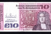 1992 Ireland IR10 Jonathan Swift. Banknote Series B. Note issued 14/04/92. Serial number BHB864778