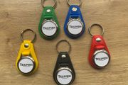 Synthetic leather Triumph key ring with shopping trolley token/coin