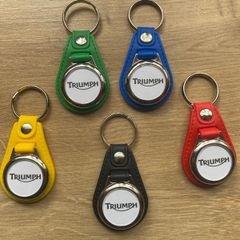 Synthetic leather Triumph key ring with shopping trolley token/coin