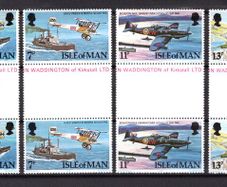 1978 Isle of Man RAF (Royal Air Force) Diamond Jubilee Commemorative Stamp Mint Gutter Pairs Never Hinged (MNH)