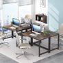 _Two-person desk with storage compartments, 94 inch extra-long double computer table with printer stand, bookshelf, large double workstation, home office table, desk Image 3