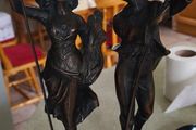 Very Rare Antique Mestais French Sculptures Cast Spelter Wood Base 12 inches tall .