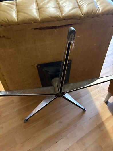 Pair of 1960's Danish Leather & Chrome Swivel Armschairs