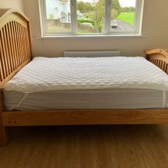 Oak Bed Double & Mattress