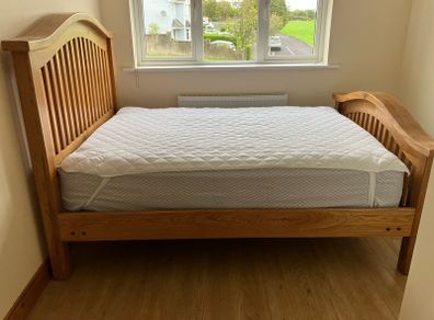 Oak Bed Double & Mattress