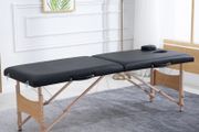 2 Section Foldable Massage Table Professional Salon SPA Facial Couch Tattoo Bed with Carry Bag Black