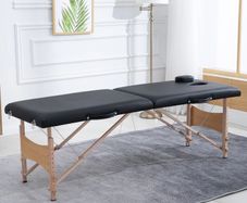 2 Section Foldable Massage Table Professional Salon SPA Facial Couch Tattoo Bed with Carry Bag Black