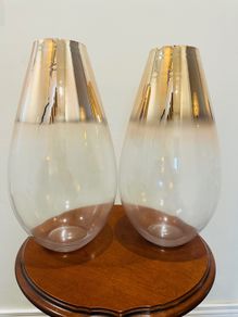 Glass and Rose Gold Glass Vases or Decorative Glassware Pieces