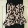 Evita brand Black Dress with Cream Design Peplum Image 6