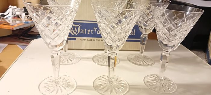 Six Waterford Crystal Wine Glasses