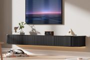 Floating TV Stand Unit with RGB LED Light - 180CM Wall Mounted TV Cabinet with Upgraded Storage &amp; Rounded Edges, Modern TV Media Console for 65-75 Inch TVs