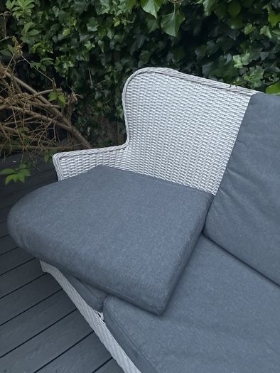 Huge Outdoor Living corner sofa and grey cushions .Please read