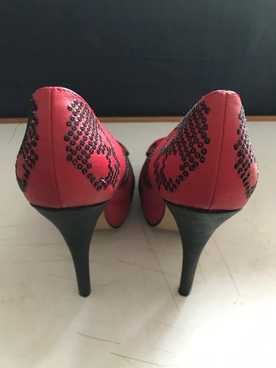 Pre-loved 'Iron Fist'Red/Black Sequins Platform Stiletto Shoes