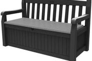 Bench 265L Outdoor 60% recycled Garden Furniture Storage Box Graphite &amp; Light Grey | Fade Free | All Weather Resistant | Safe and Secure | Zero Maintenance | 2 year Warranty
