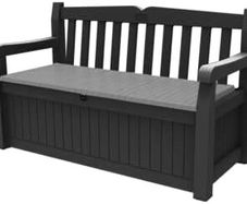 Bench 265L Outdoor 60% recycled Garden Furniture Storage Box Graphite & Light Grey | Fade Free | All Weather Resistant | Safe and Secure