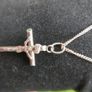 Vintage Sterling Silver 925 Rose Cross Pendant on Chain 4,2g length - 17" Image 8